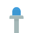 Blue button on socle